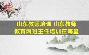 山东教师培训 山东教师教育网班主任培训在哪里